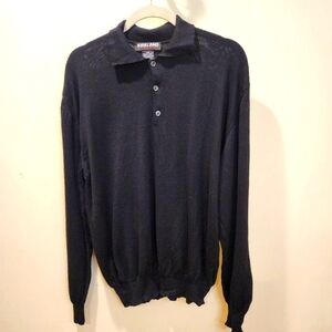 KIRKLAND Signature Men's Black Merino Wool Long Sleeves Pullover sweater size L